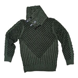 Green Turtleneck Sweater with Textured Knit